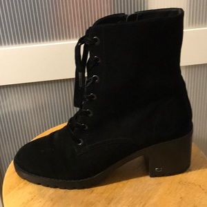 Coach Black Suede Lace Up Booties Size 10